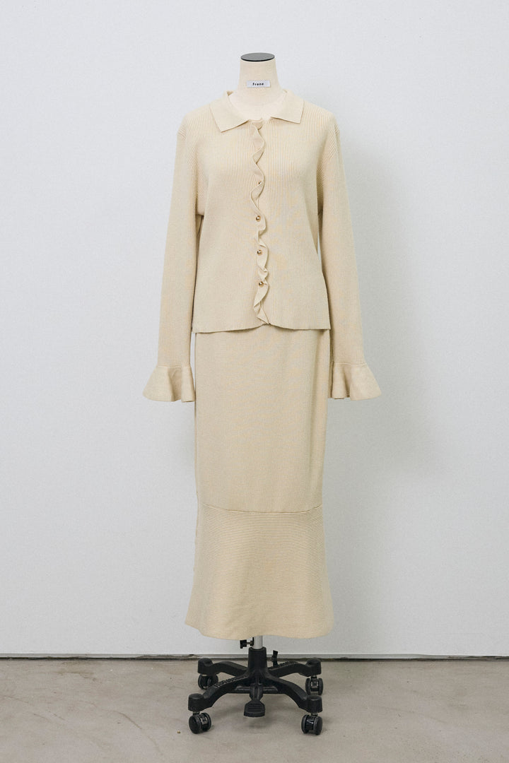 [予約]フロントラッフルデザインニットセットアップ