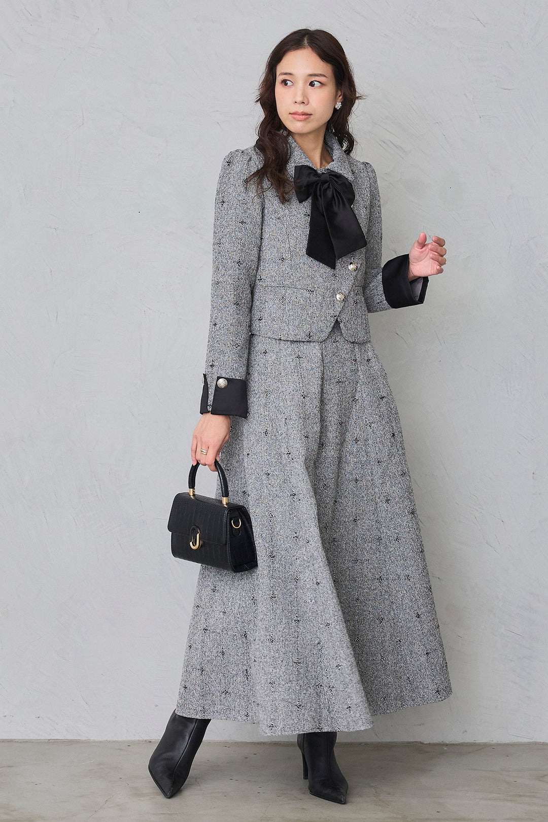 [予約]クラシックラインツイードリボン2wayセットアップ