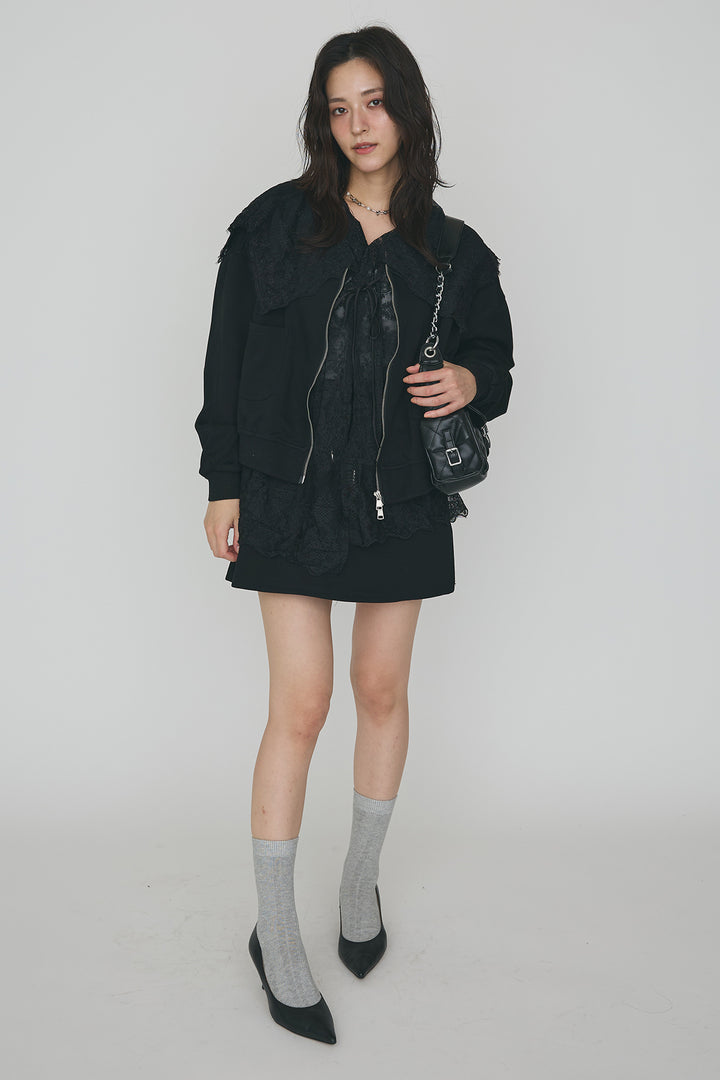 [予約]総レースカラーベストセットスウェットスカートセットアップ