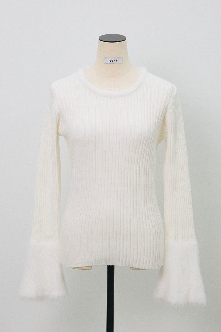 [予約]フェザー切替スリーブフレアニット