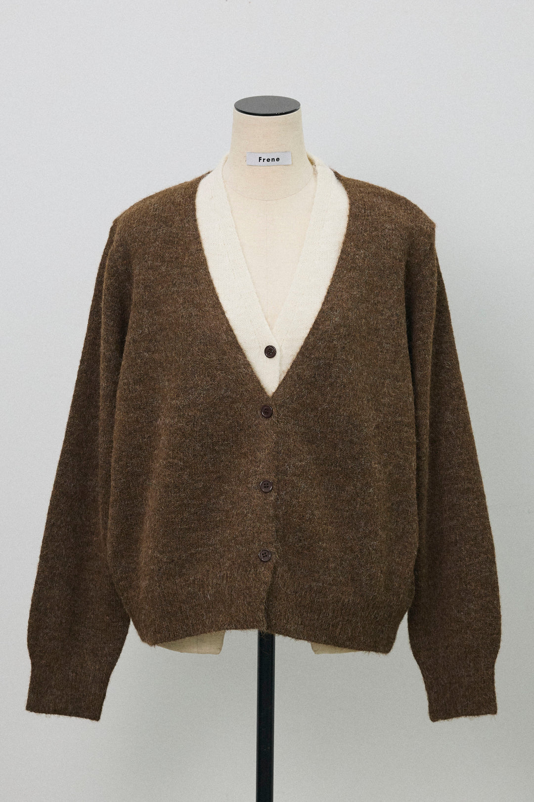 [予約]配色レイヤードニットカーデ