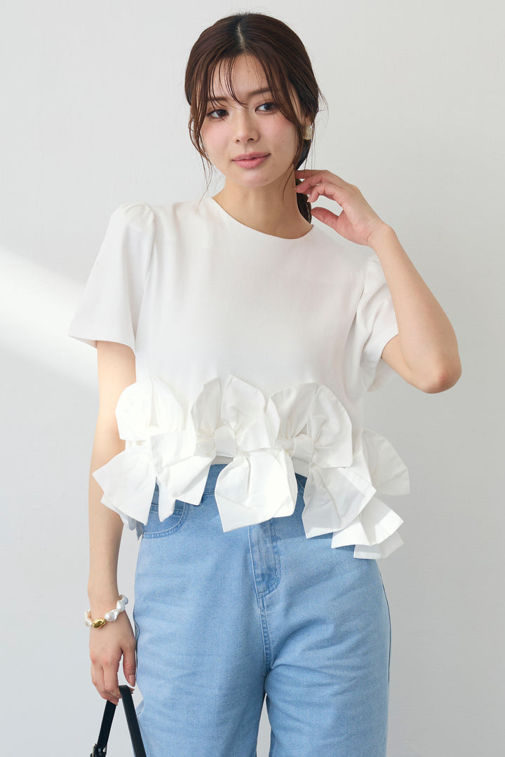 [予約]リボンヘムデザインTシャツ