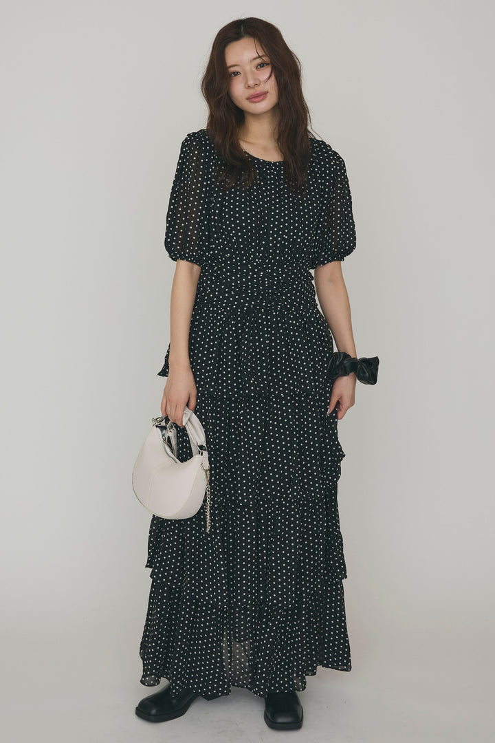 [予約]ドットティアードロマンティックワンピ
