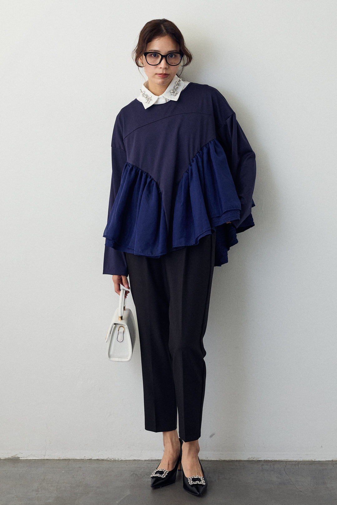 [予約]フリルテール異素材切替チュニック