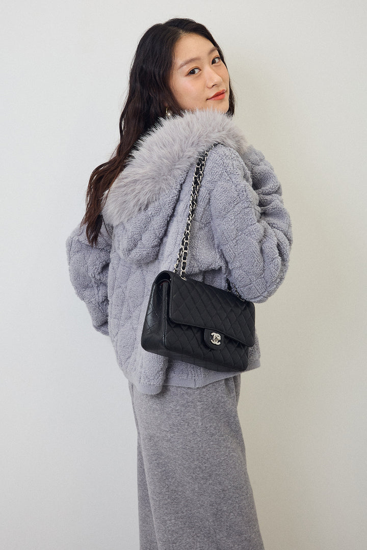 [予約]フードファーキルトZIPニットブルゾン