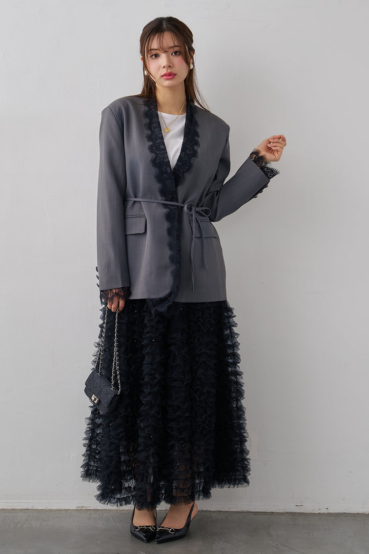 [予約]パール付きホイップチュールスカート