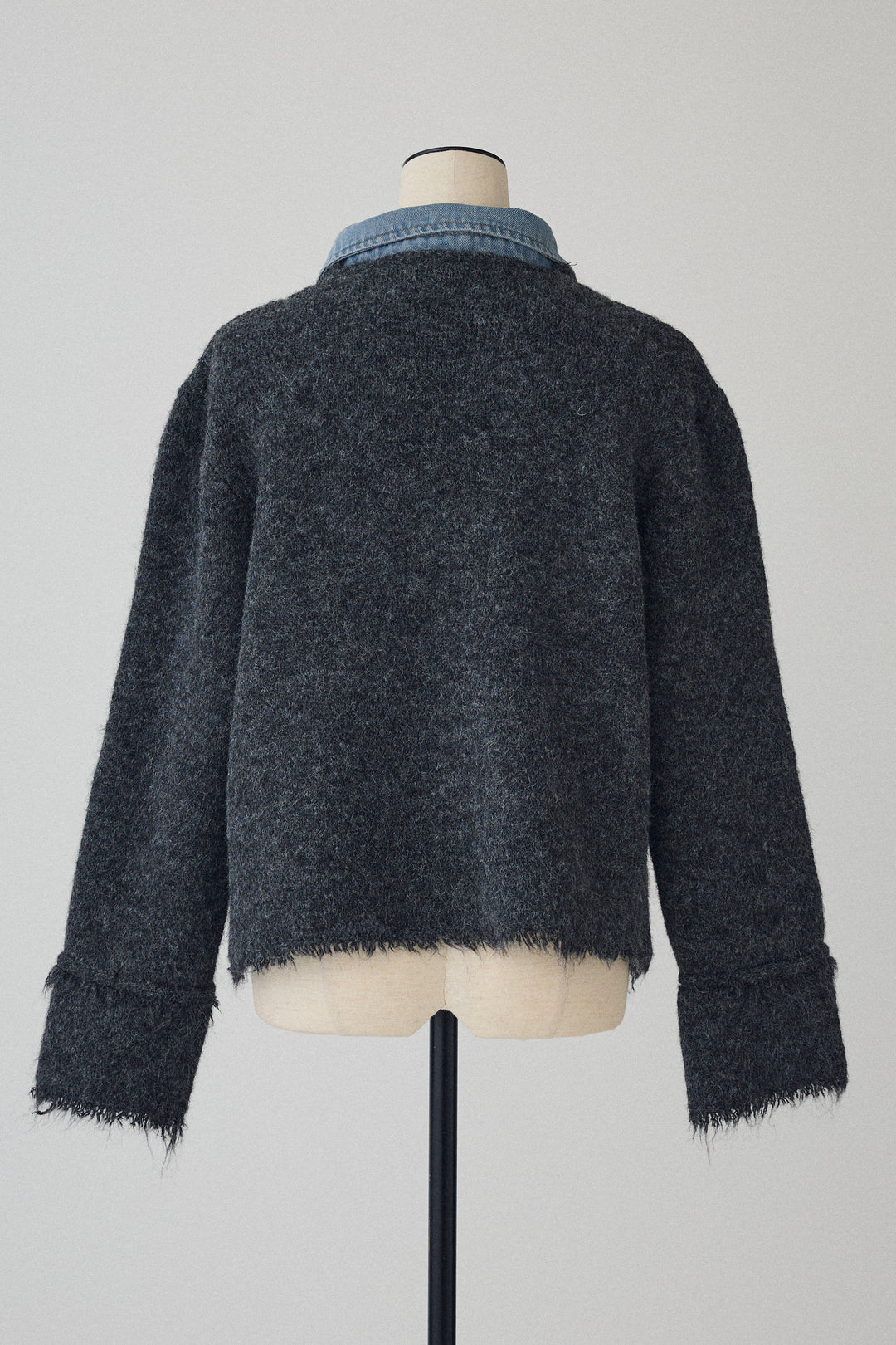 [予約]デニムシャツドッキングツイードカーデ