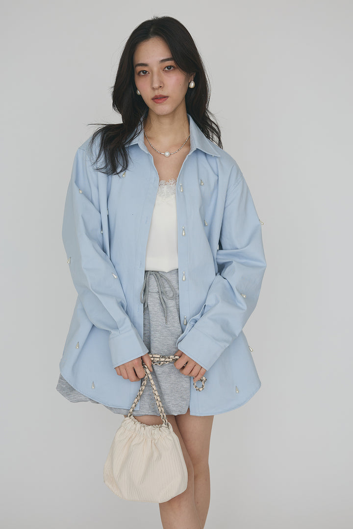 [予約]雫パールデザインオーバーシャツ