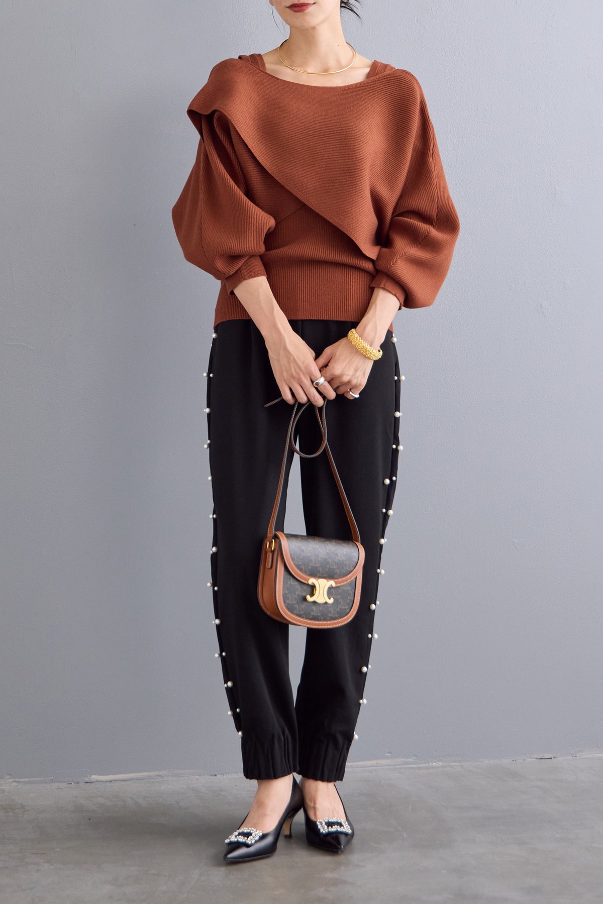 Frene アシメケープタンクニットセット 予約/SET]アシメケープタンクニットセット+サイドパール裾タック