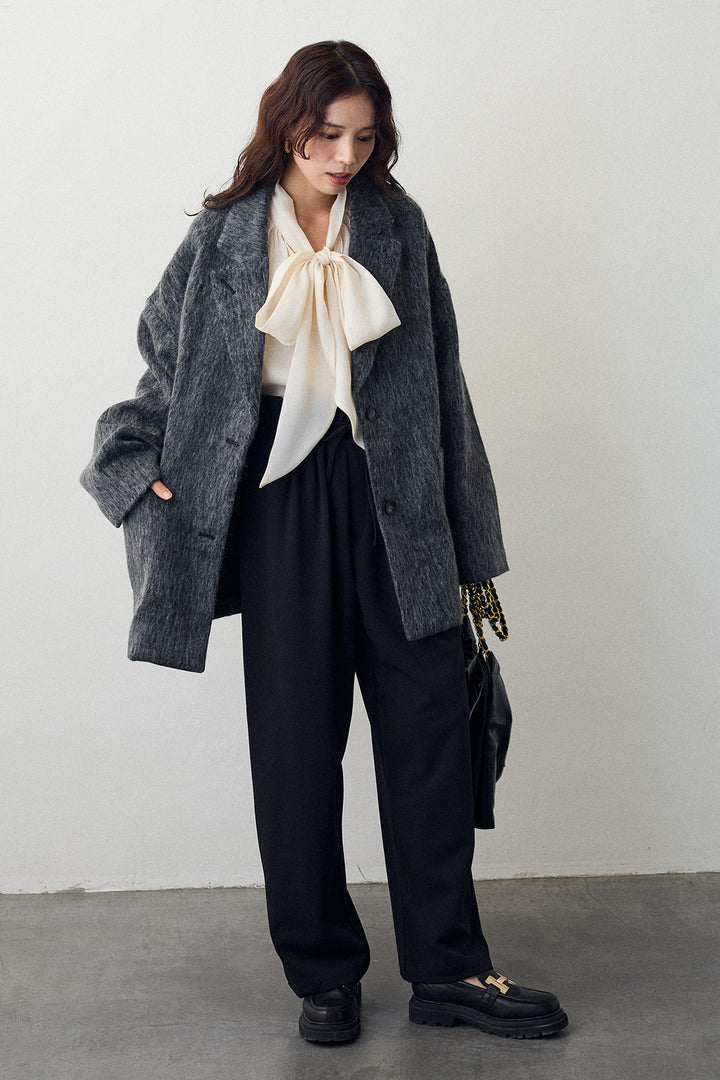 [予約/SET]シャギーミドル丈コート+2タック美シルエットパンツ(2set)