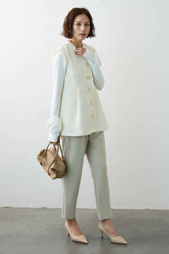 [予約]ツイードペプラム美フォルムジレ