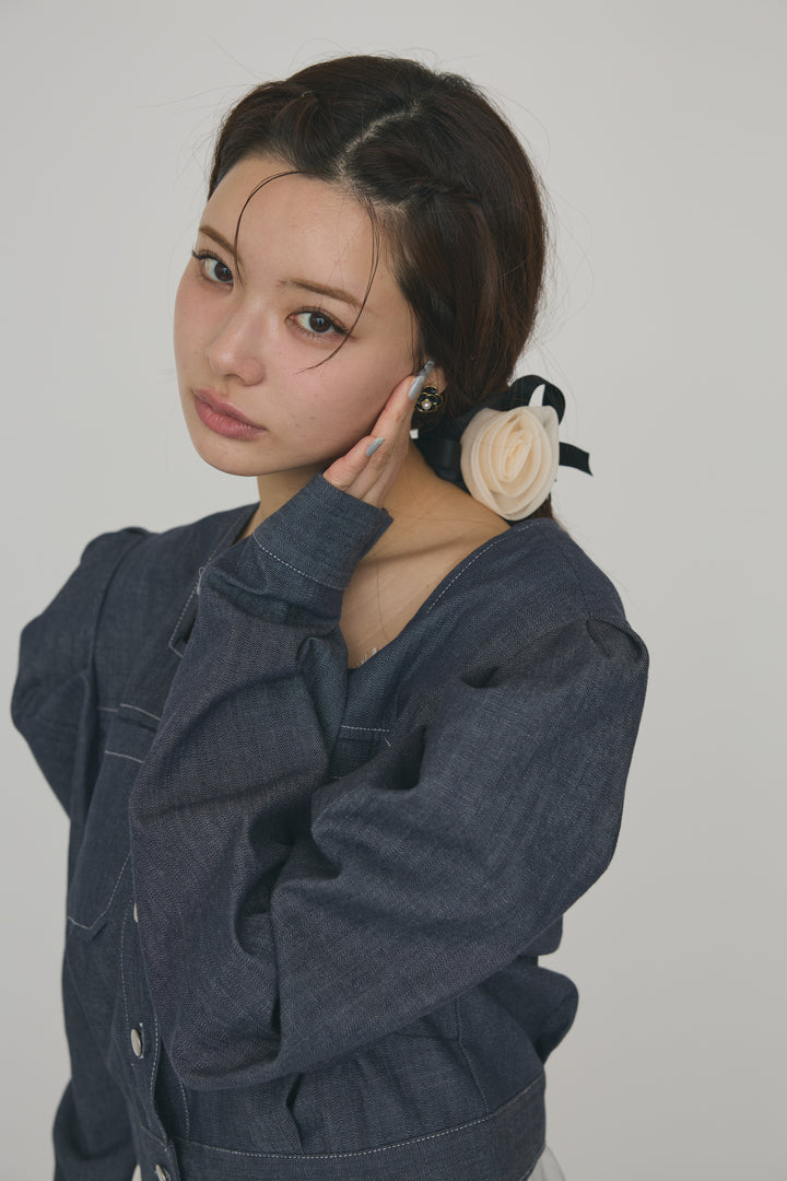 [予約]フラワーモチーフモノトーンシュシュ