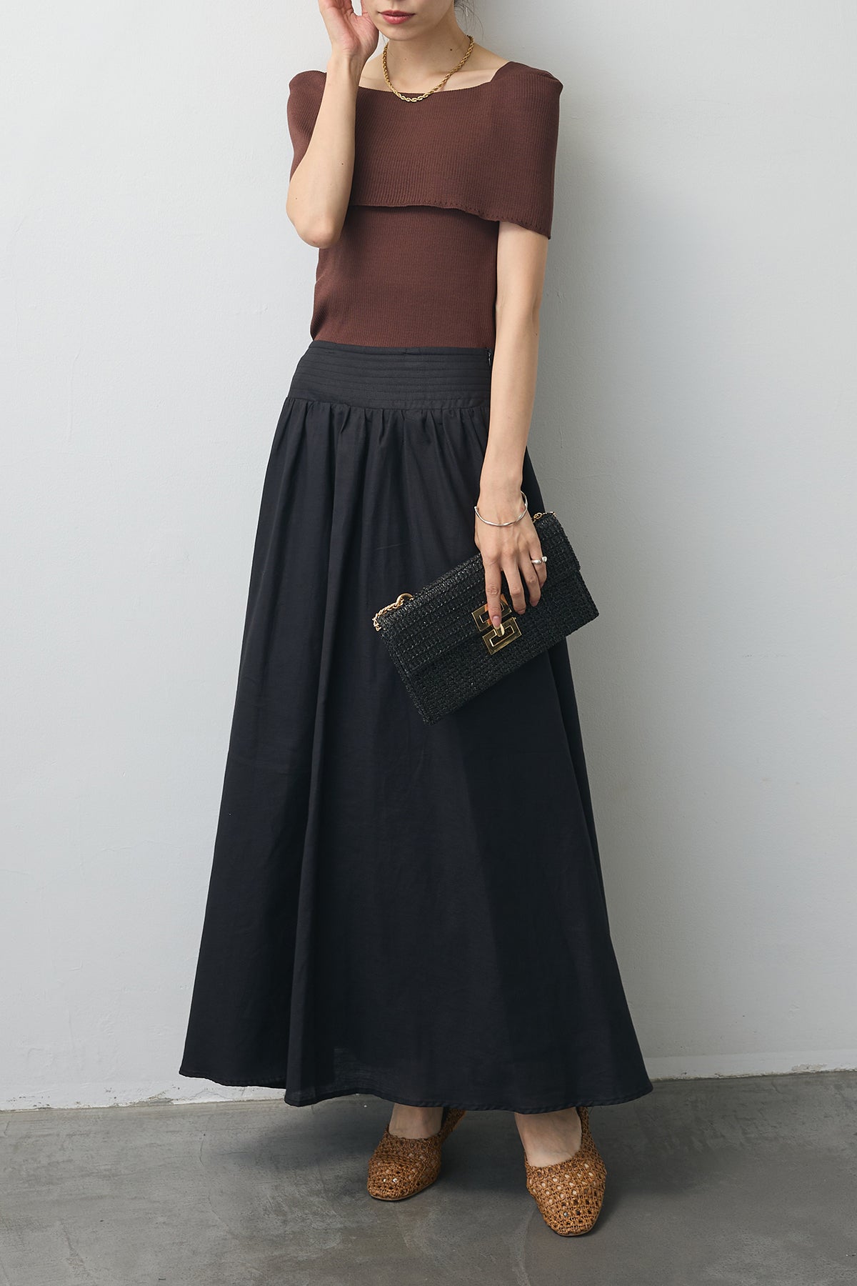 予約]ショルダーリブオフショルニット – Frene