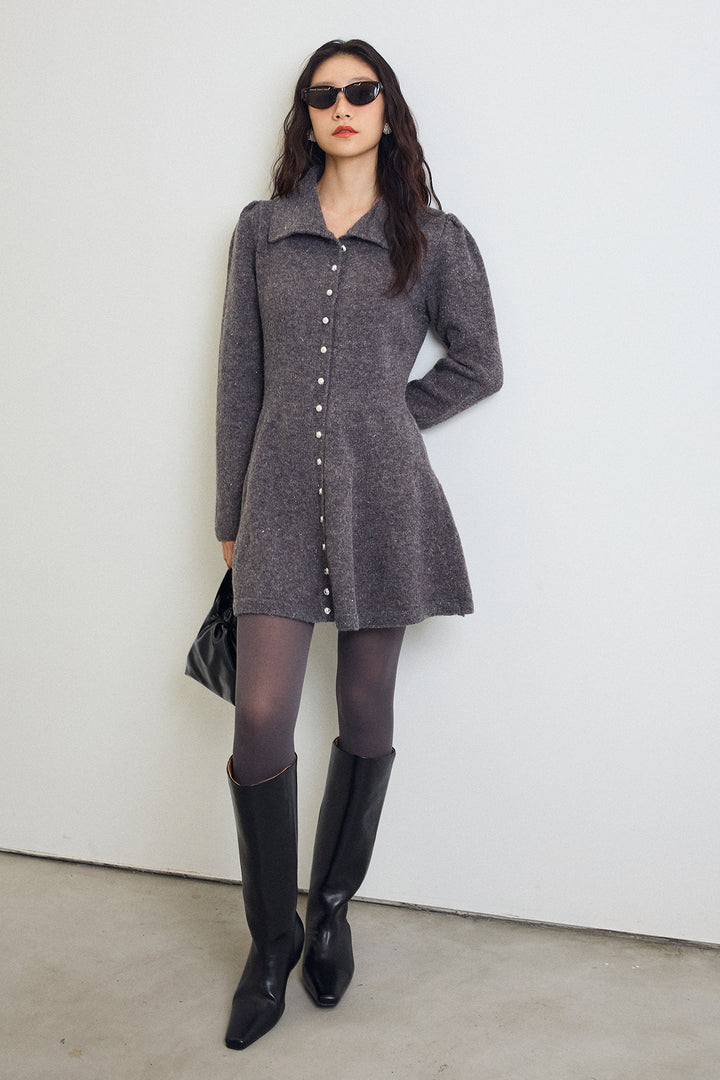 [予約]セミフレアラインニットミニワンピ