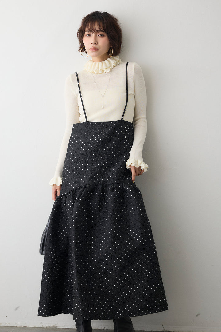 [予約]ドットジャガードギャザーフレアスカート