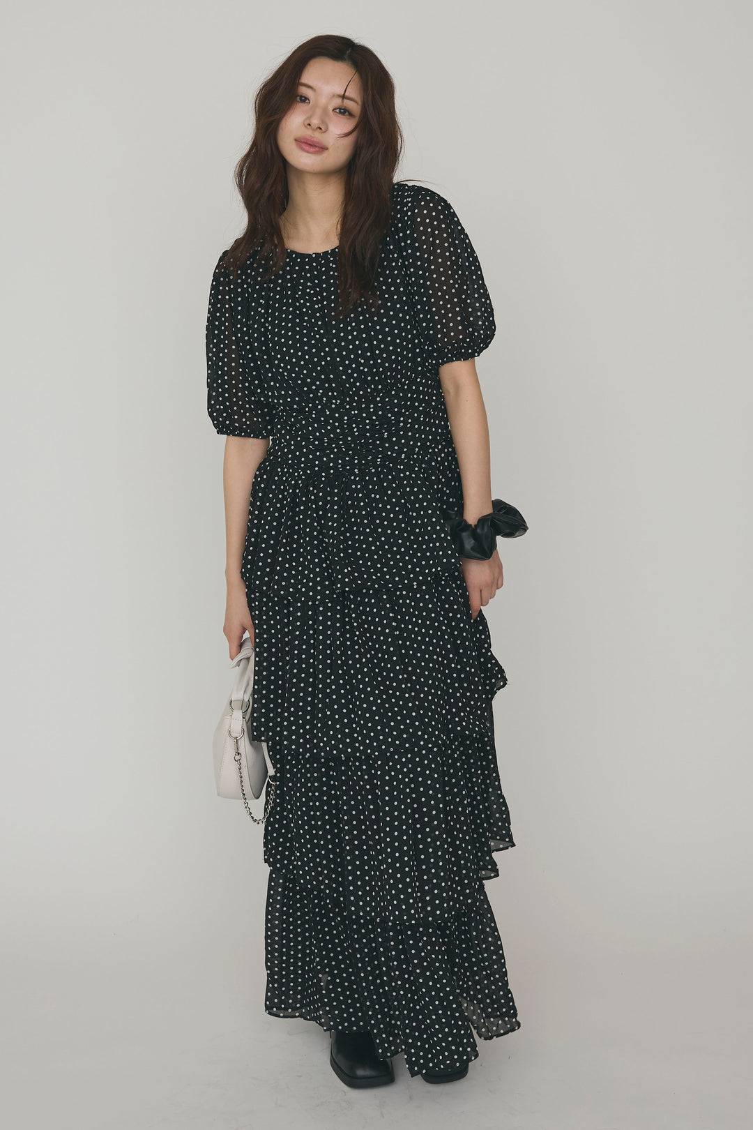 [予約]ドットティアードロマンティックワンピ