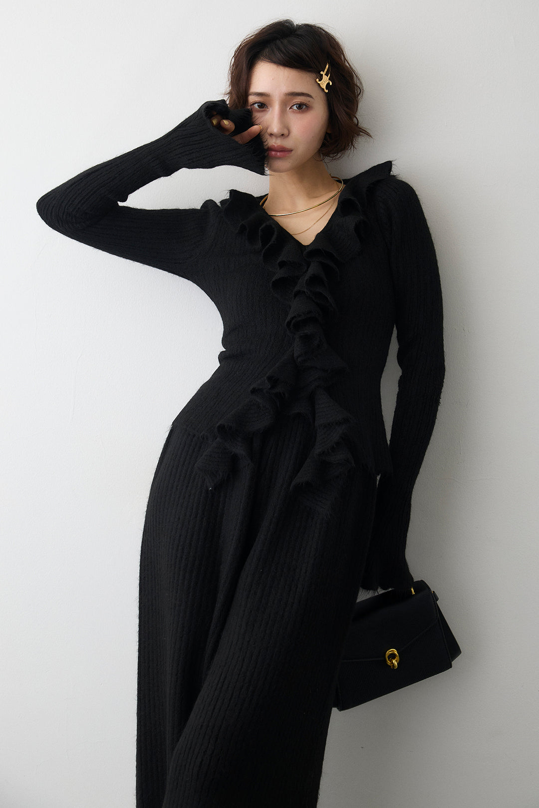 [予約]フロントフリル美ラインニットセットアップ