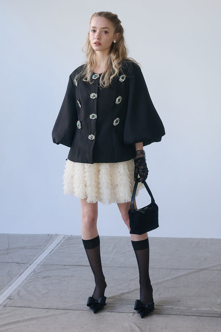 [予約/SET]クラシカルビジュー美ラインジャケット+ホイップチュールミニ丈スカート(2set)