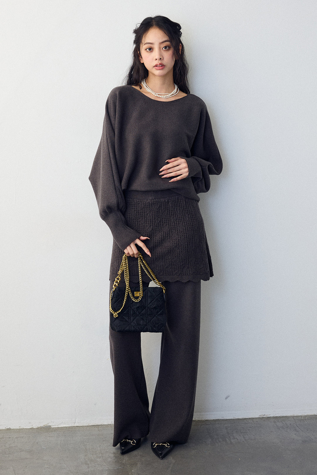 [予約]スカートレイヤードニットセットアップ