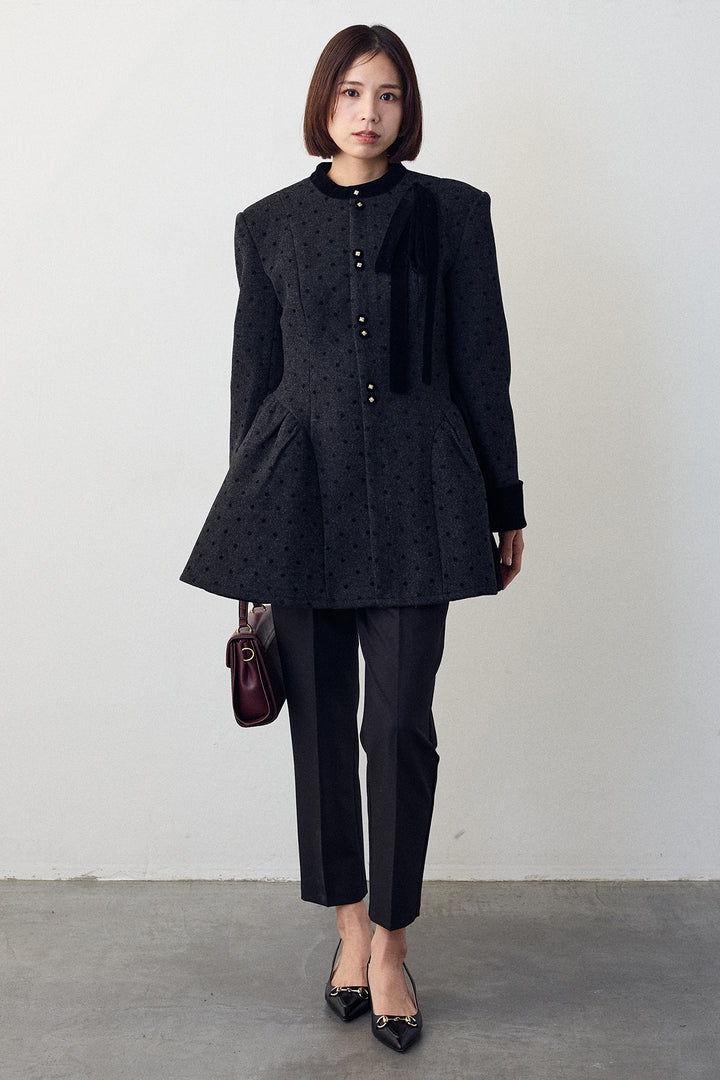 [予約/SET]クラシカルウエストシェイプフレアコート+タックテーパードパンツ(2set)