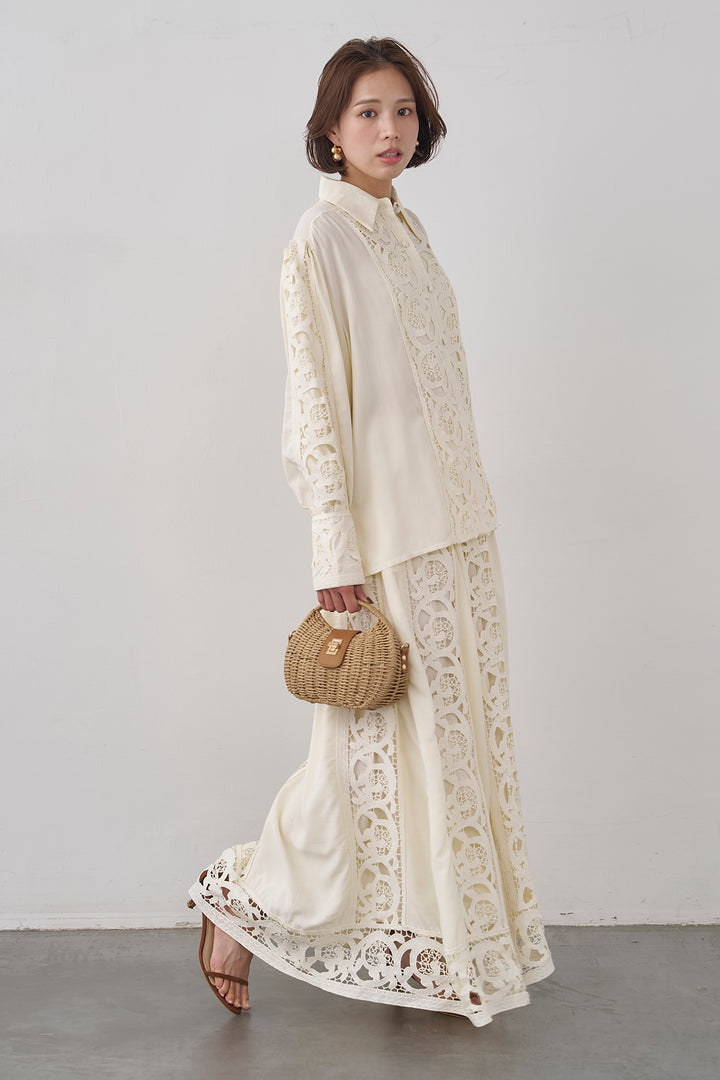 [予約]ヴィンテージライクレースシャツセットアップ