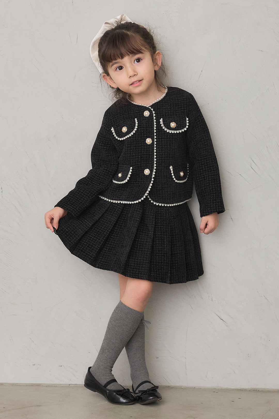[予約]パールツイードジャケット＋プリーツスカートセット