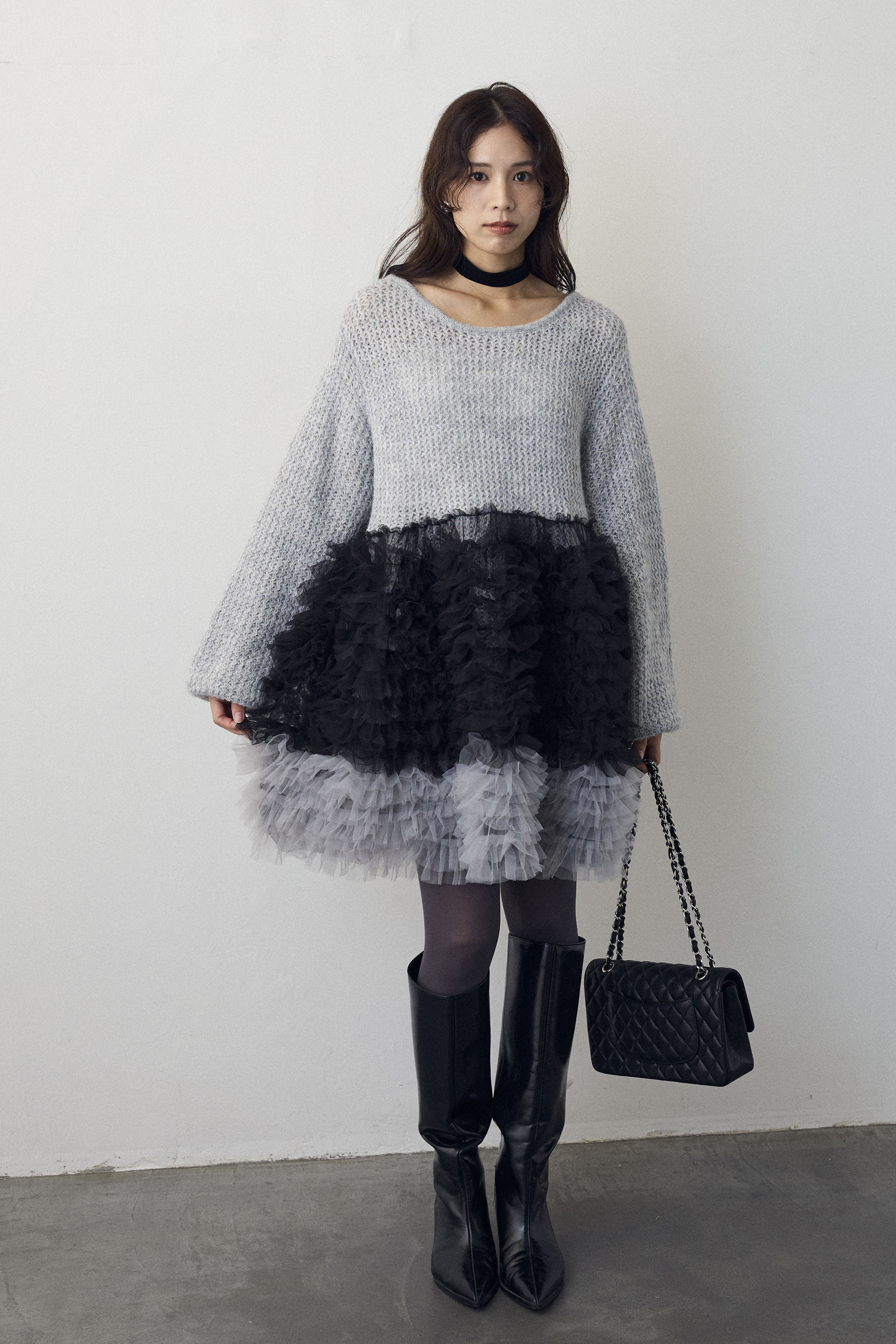 予約]ホイップチュールドッキングニットワンピ – Frene