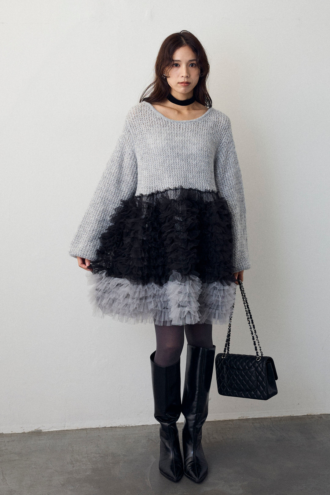 [予約]ホイップチュールドッキングニットワンピ