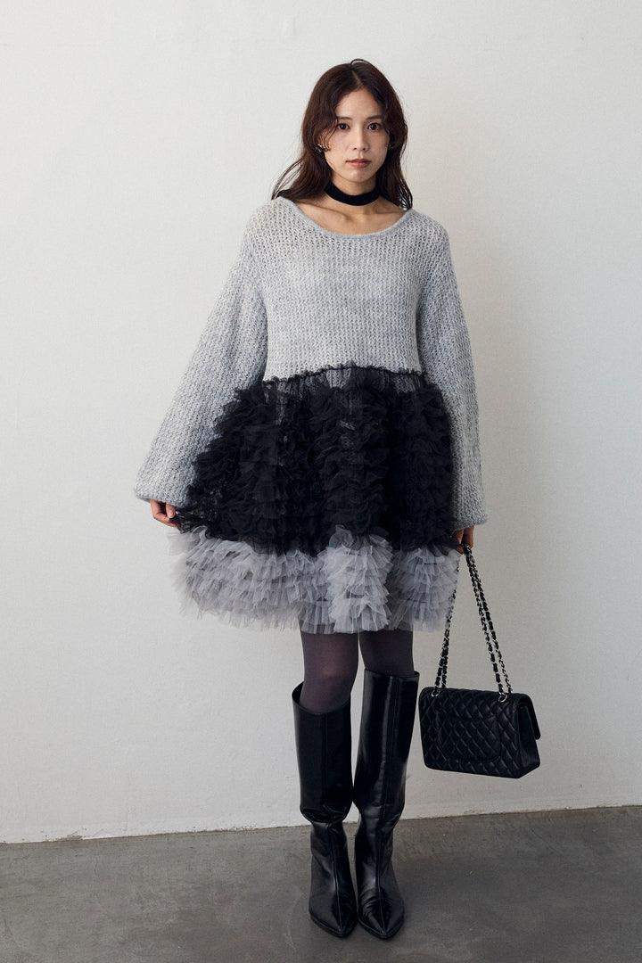 [予約]ホイップチュールドッキングニットワンピ