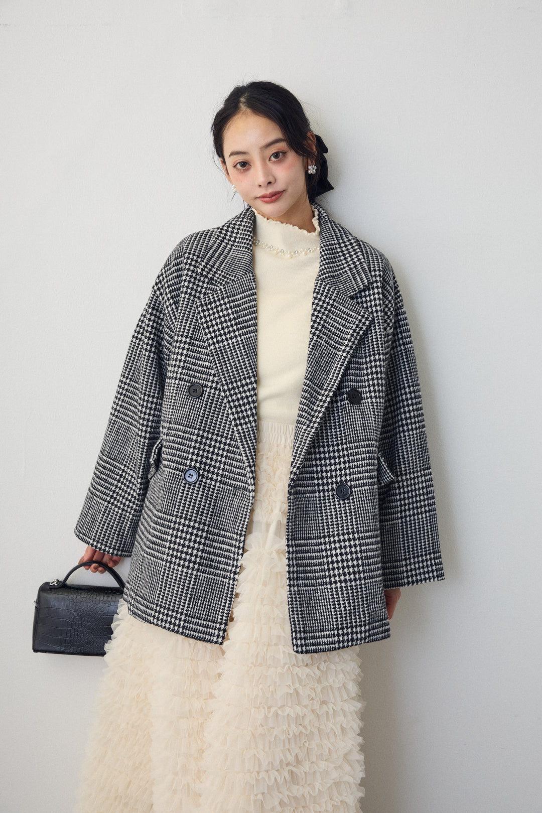 [予約]ネックショルダーパールポイントニット