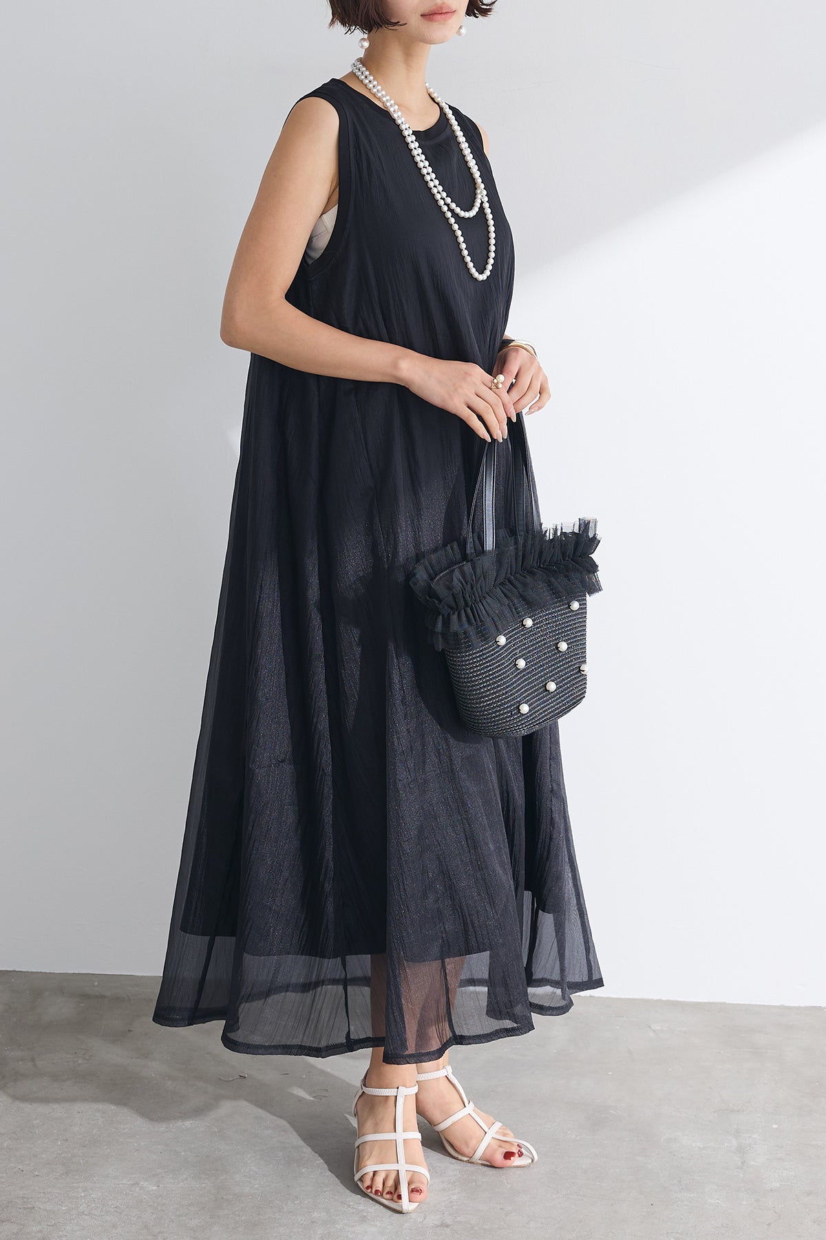 お値下【新品未使用】PLUS OTO・HA シアーレイヤードワンピース 新品【PLUS OTO.HA】シアーレイヤードワンピース（ALL ITEMS