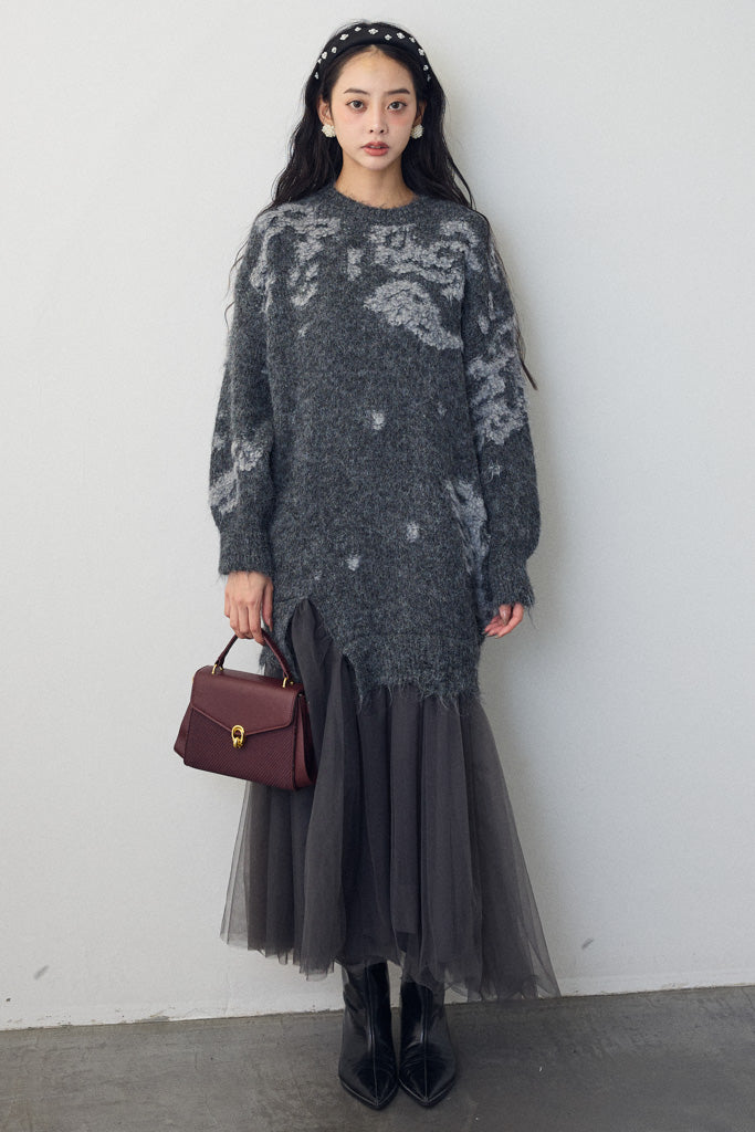 [予約]モチーフジャガードレイヤードニットワンピ