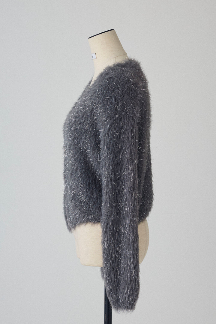 [予約]ゴールドボタンラメシャギーニット