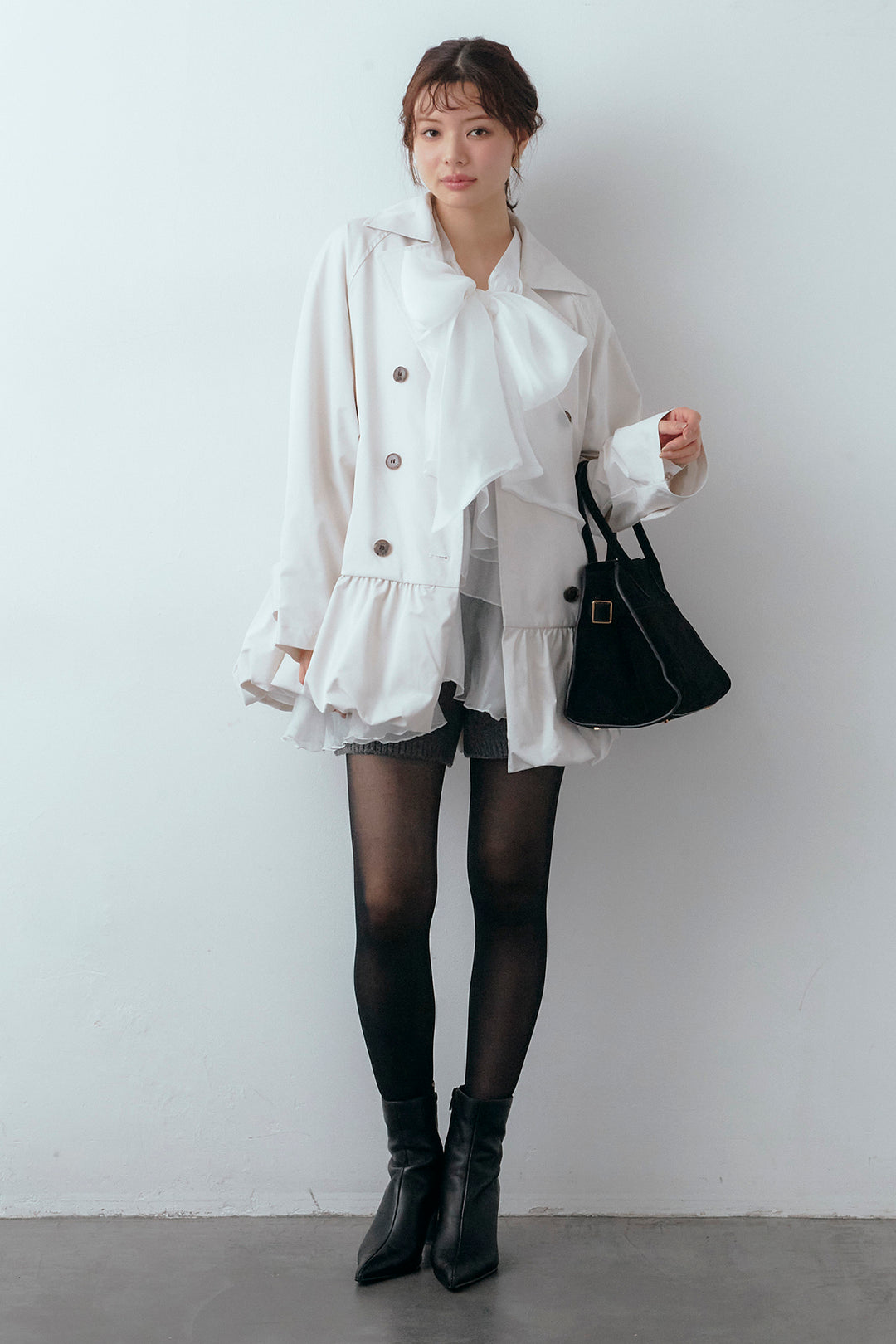 [予約]バルーンヘムミディ丈トレンチコート