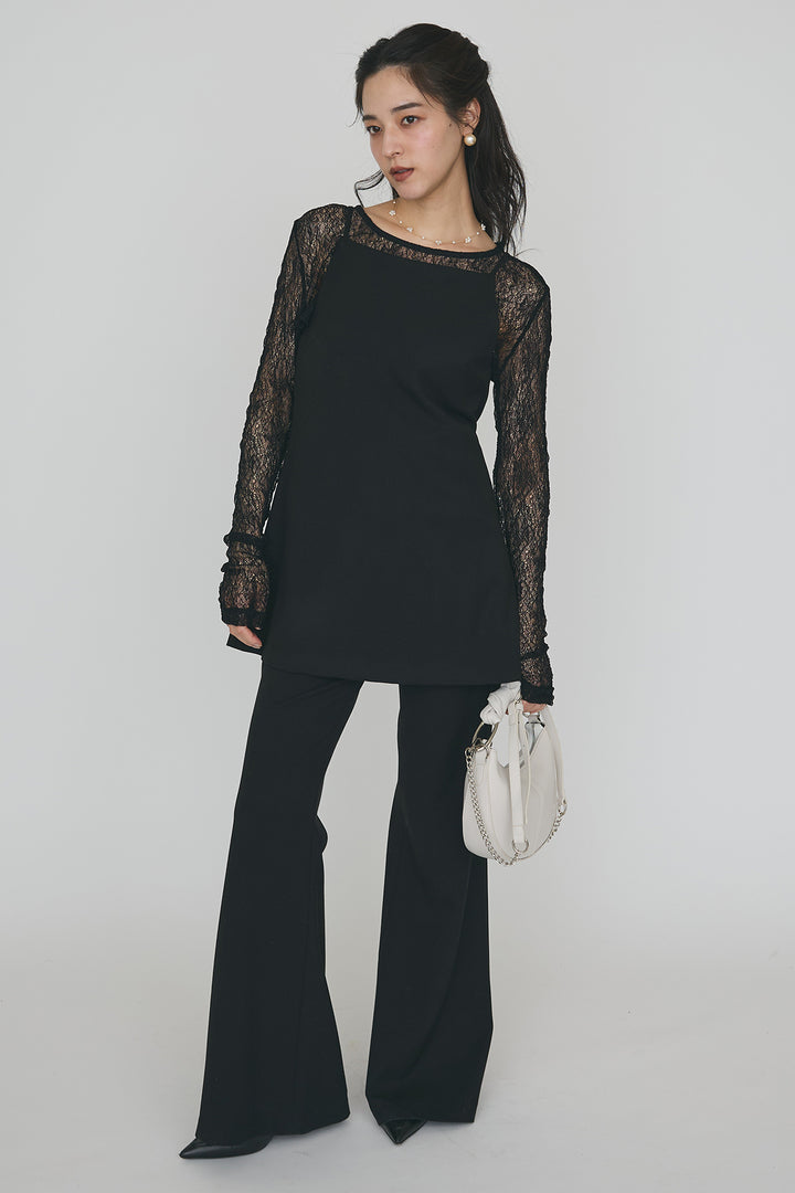 [予約]ストレッチ繊細レーストップス