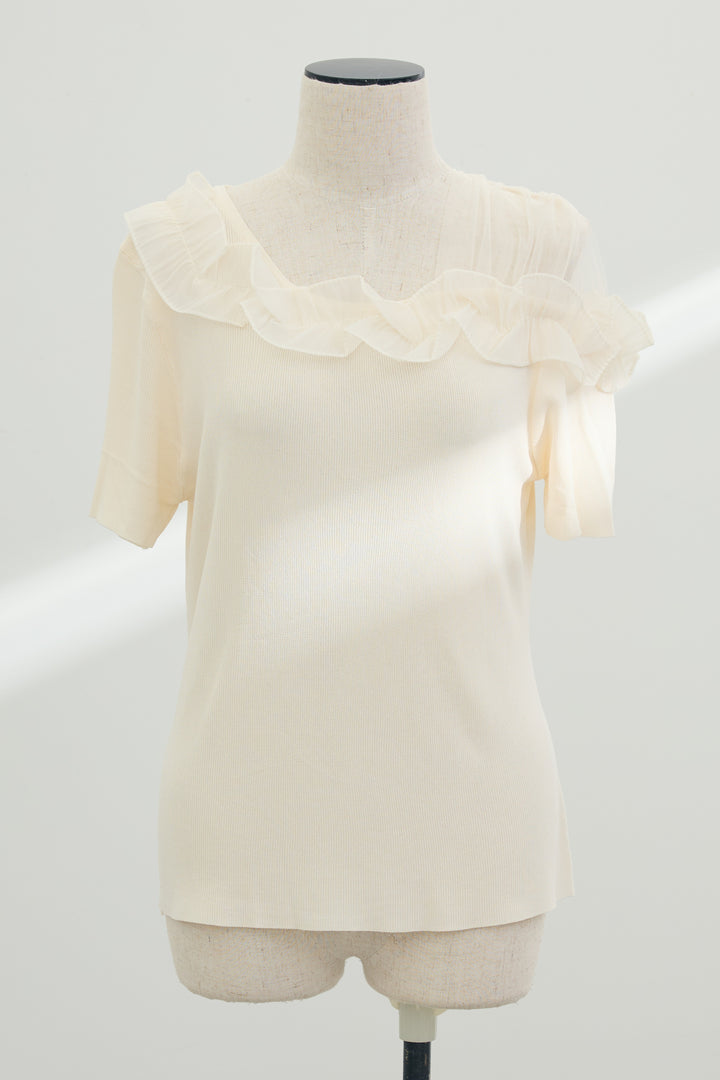 [予約]シースルー×フリルドッキングトップス