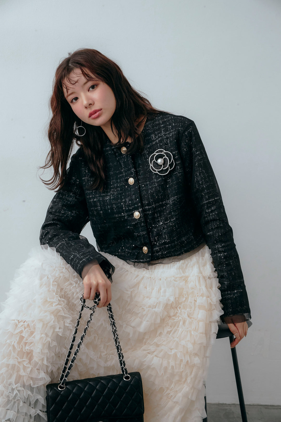 [予約]モノトーンフラワーコサージュ