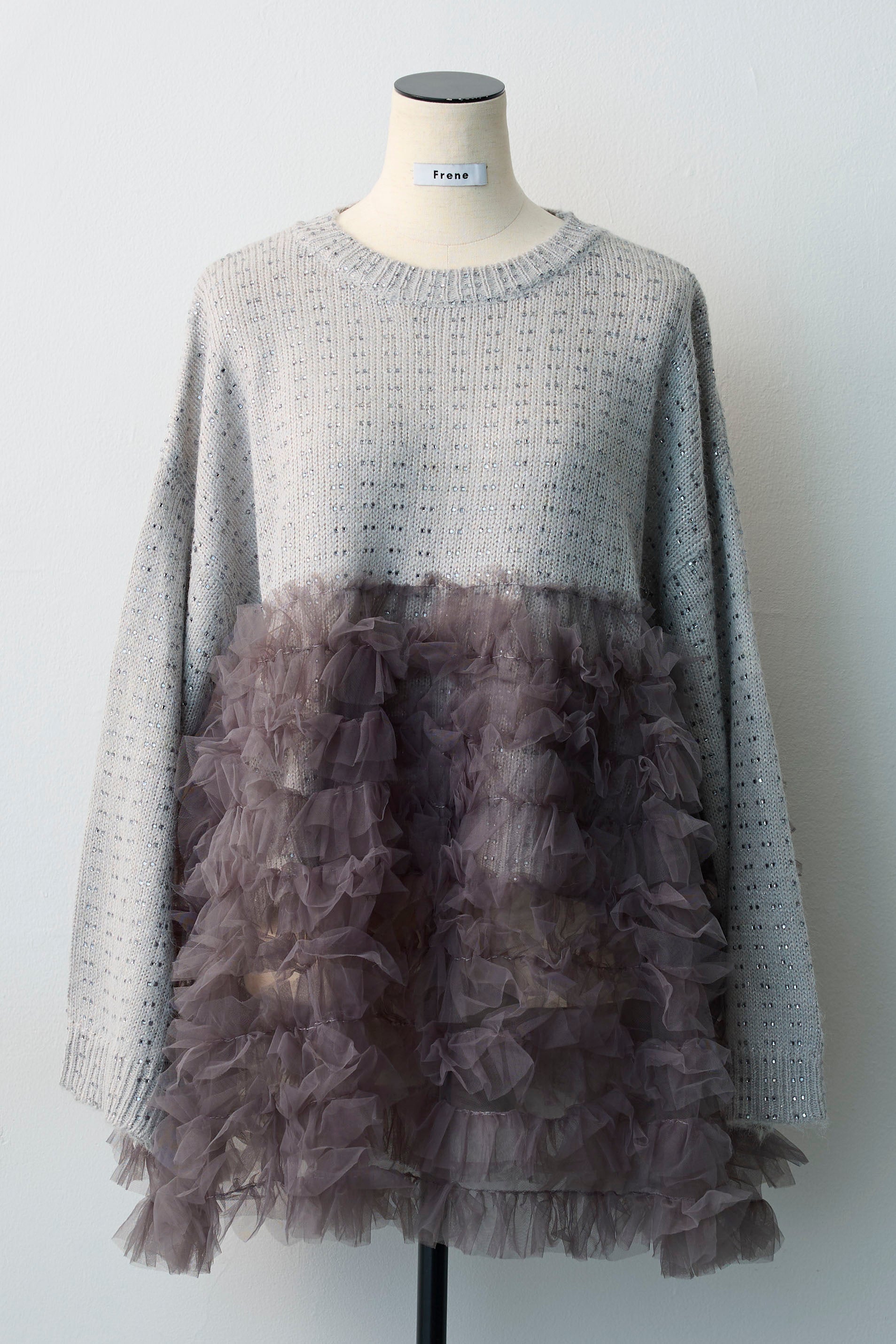予約]ホイップチュールスパンコールニットドッキングチュニック – Frene