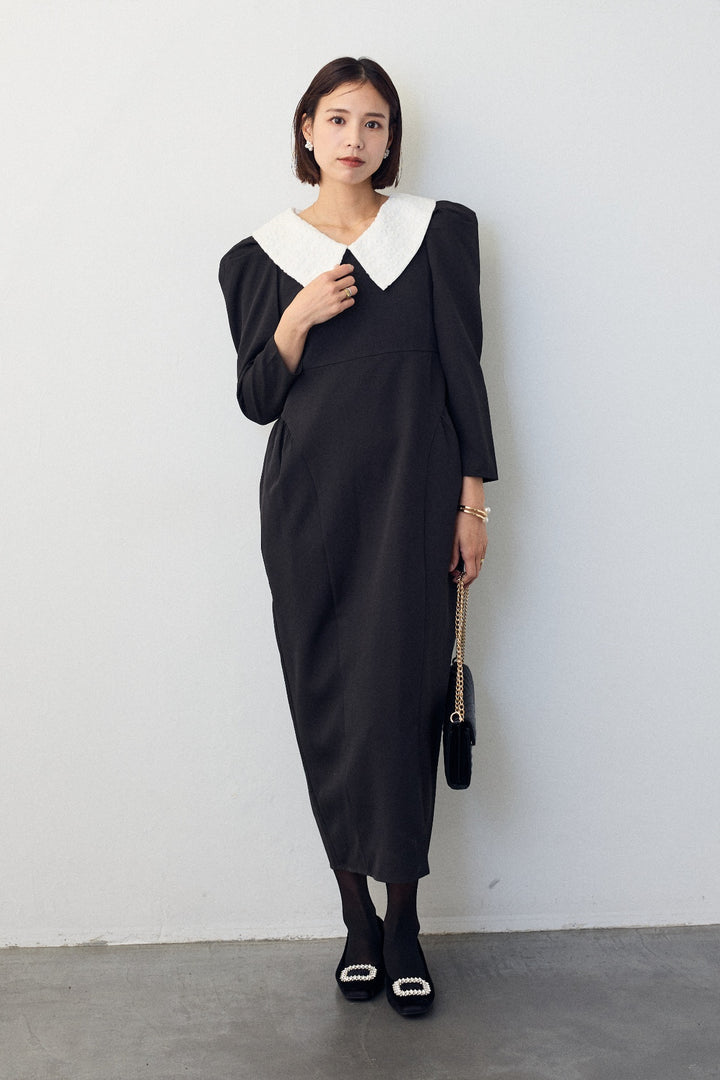 [予約]2wayレースカラーコクーンワンピース