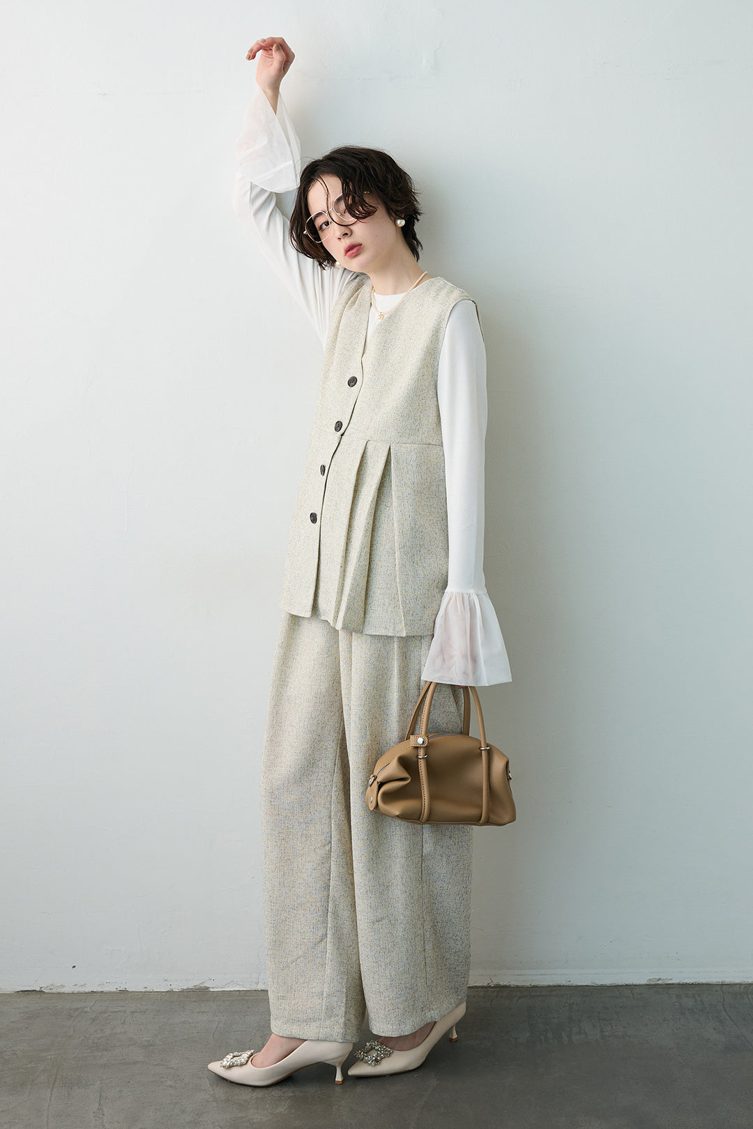 [予約]サマーツイードボックスプリーツベスト