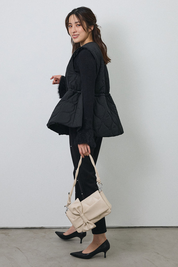 [予約/SET]キルティングフレアシルエットベスト+センターシームランダムパールパンツ(2set)