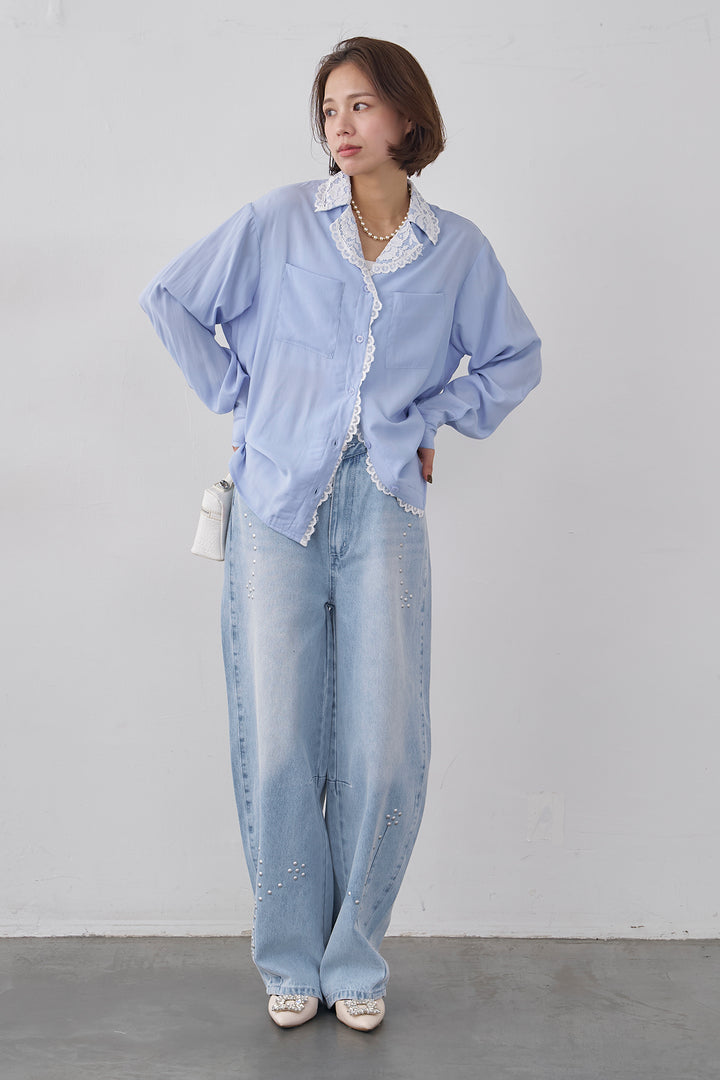 [予約]クラシックレーストリムブラウス