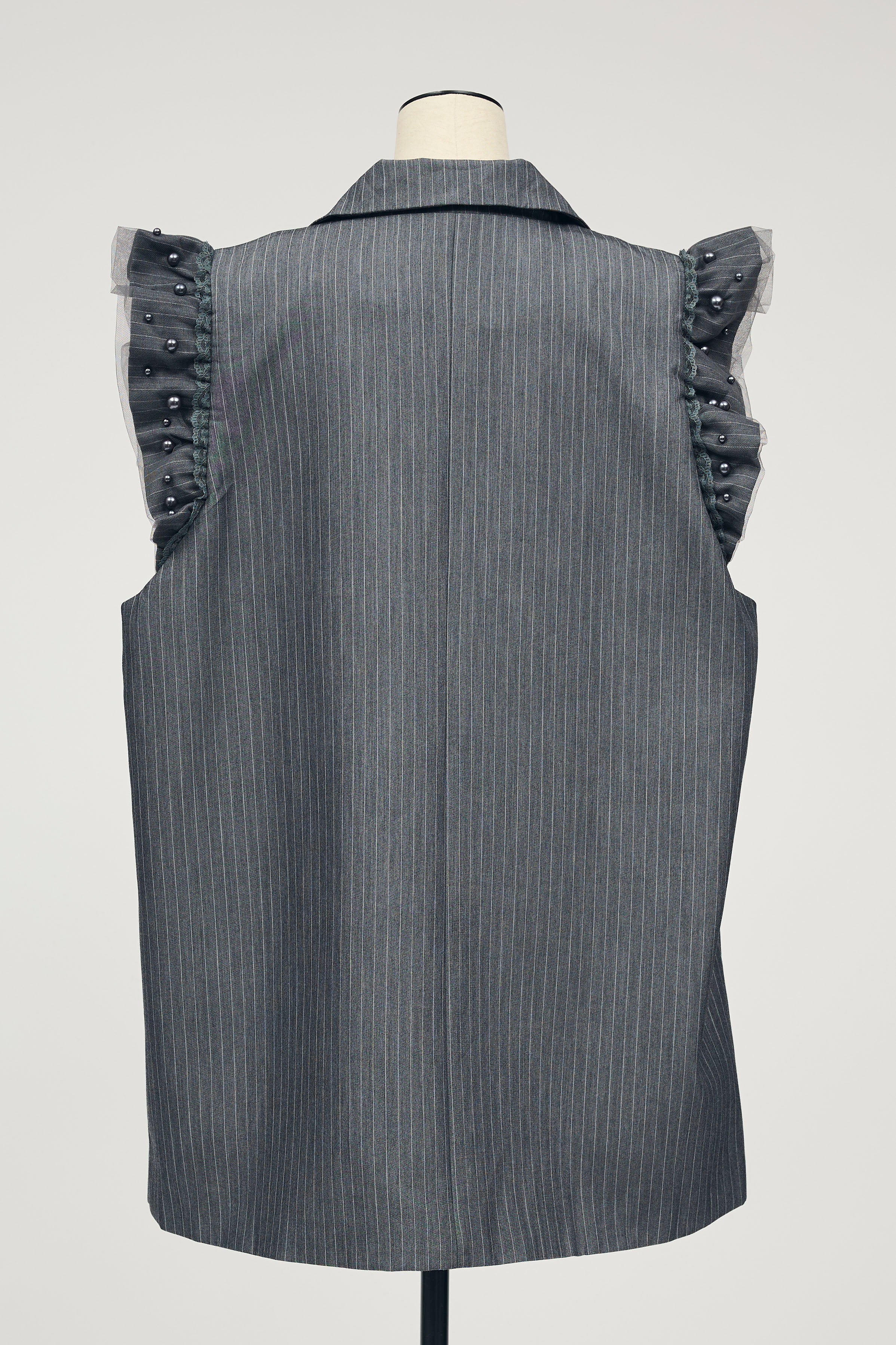 予約]パールフリルショルダーデザインベスト – Frene