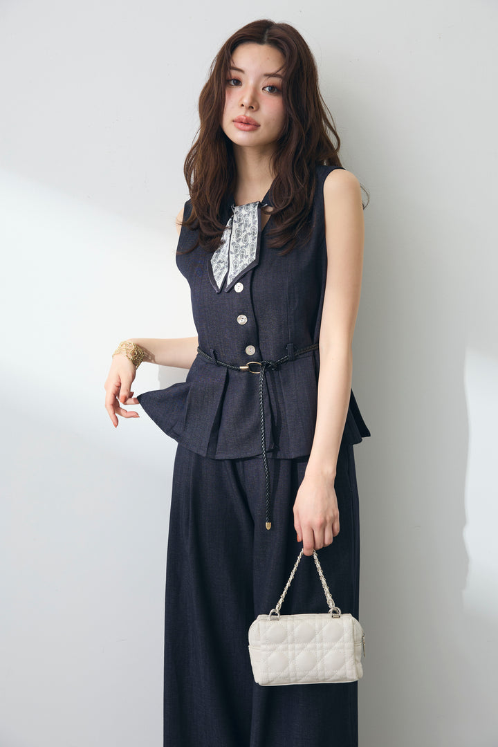 [予約]スカーフセットデニムマニッシュセットアップ