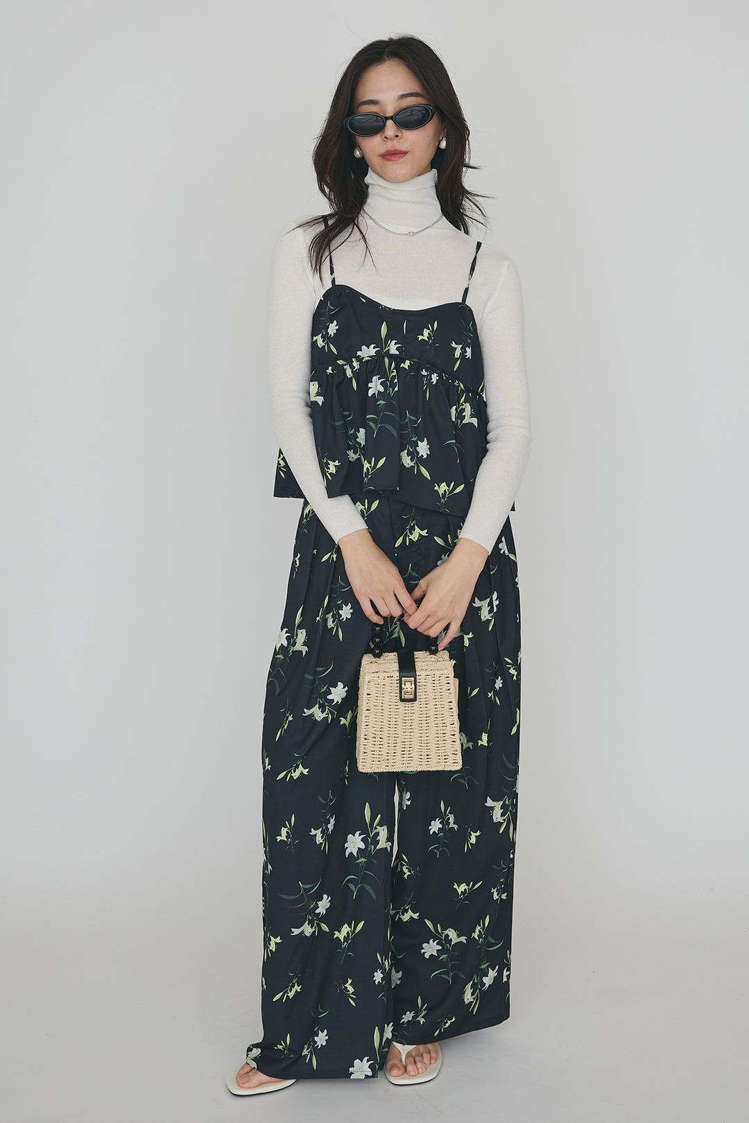 [予約]シックフラワータックワイドパンツ