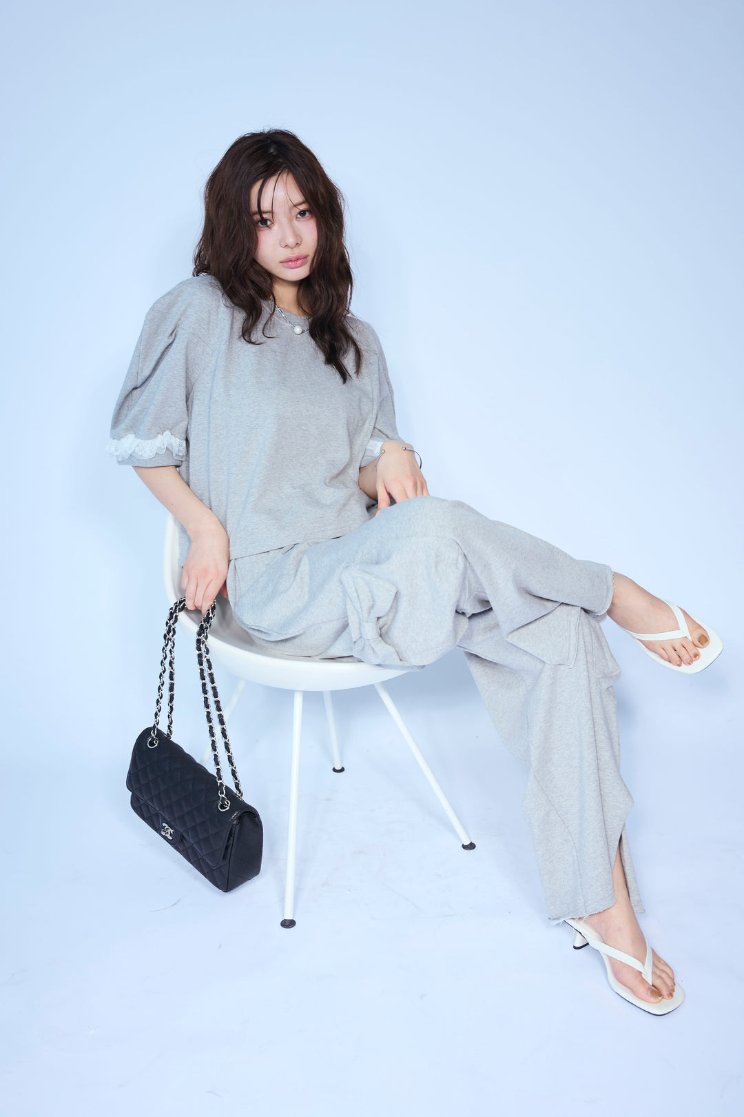 [予約/SET]ライトスウェットレースコンビパフPO+ライトスウェットサイドリボンパンツ(2set)