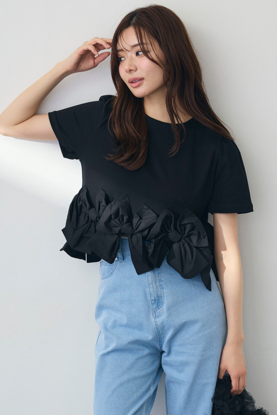 [予約]リボンヘムデザインTシャツ