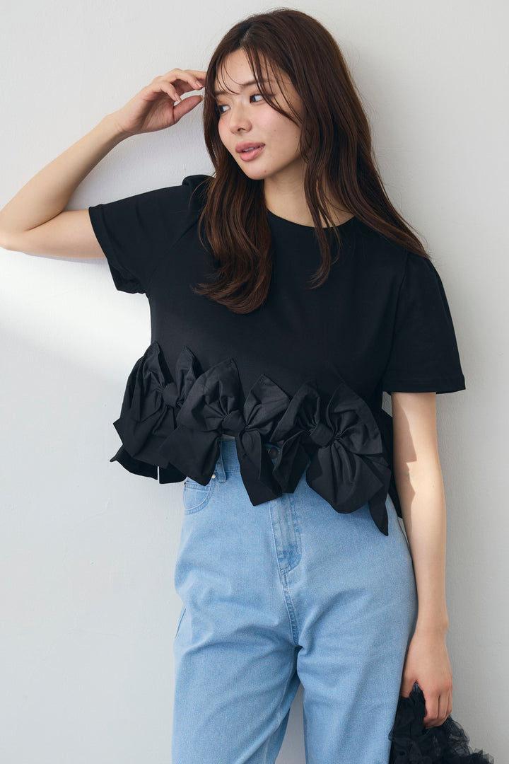 [予約]リボンヘムデザインTシャツ