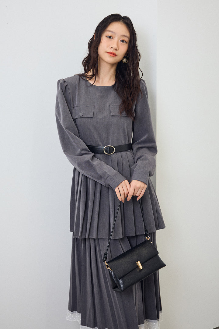[予約]ダブルプリーツクラシカルワンピース