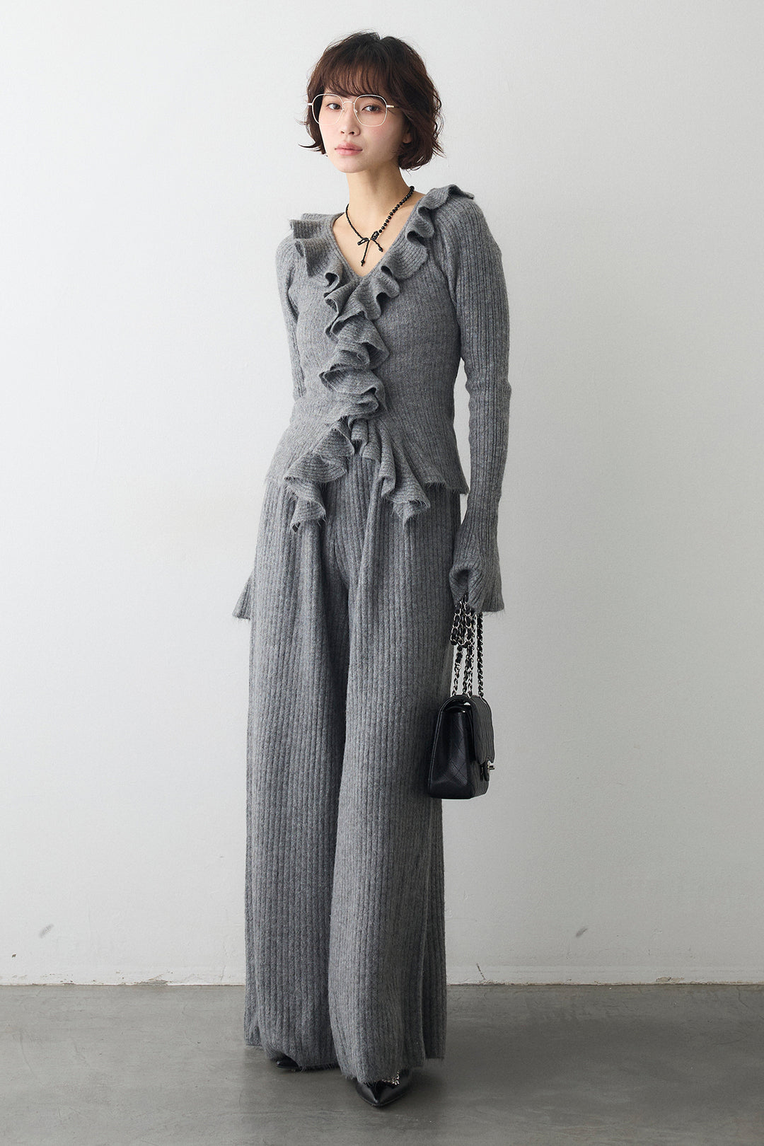 [予約]フロントフリル美ラインニットセットアップ